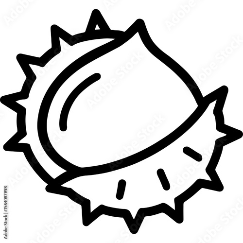 Chestnut in spiky shell outline icon vector