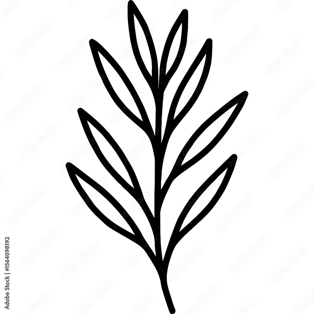 Tarragon herb sprig outline icon vector Tarragon herb sprig outline icon vector
