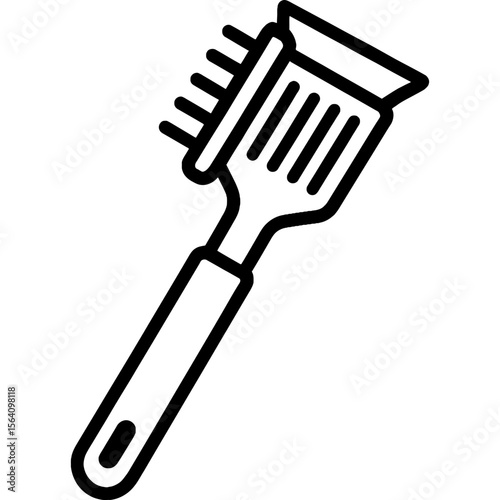 Grill brush scraper outline icon vector