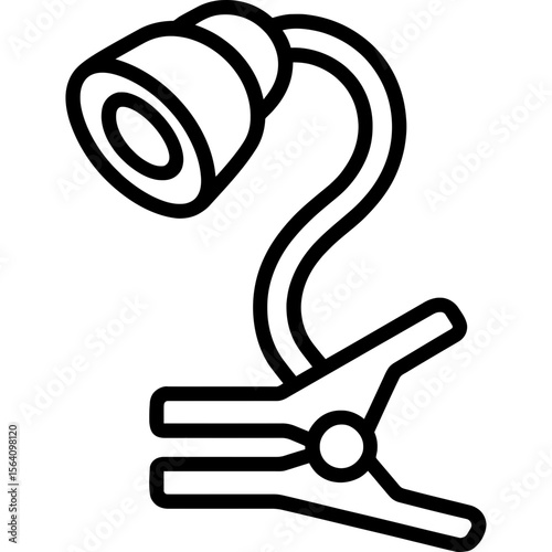 Black and white outline icon of grill light with clamp vector