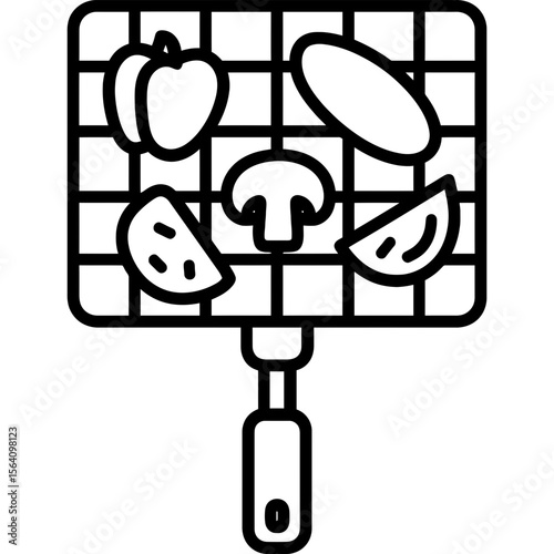 Grill basket for vegetables outline icon vector