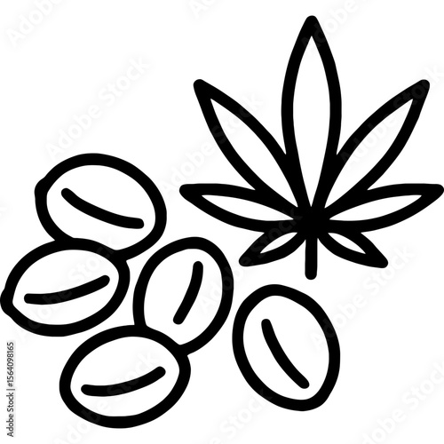 Hemp seeds outline icon vector