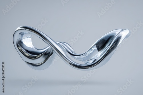 Abstract metallic form against a neutral background.