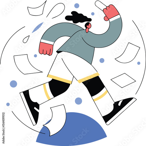 Busy Person Running,  Deadline, Time Management,  Efficiency Illustration