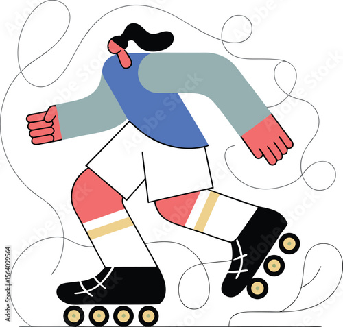 Roller Skating Illustration: Dynamic Vector Art