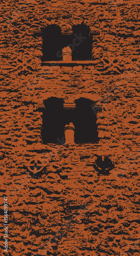 Castle wall and arch windows abstract
