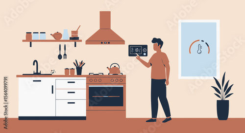 Smart Home Automation Manages Temperature Using Digital Display In Kitchen