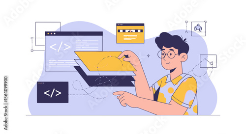 Software Developer Concept Building Virtual Interfaces Application Programming With Code