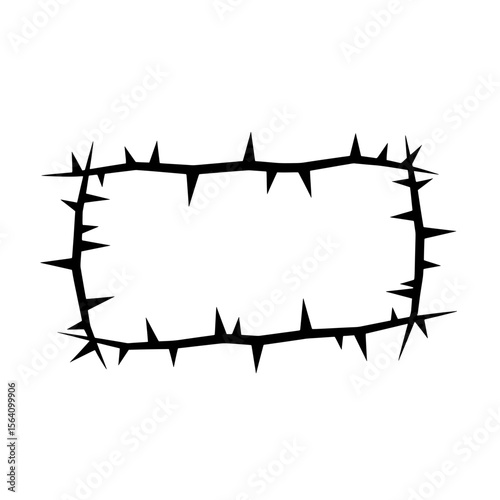 Thorn Frame Design: A stark, black-and-white illustration of a rectangular frame crafted from thorny branches, creating a dramatic and edgy design element. 