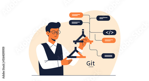 Software Engineer Visualizing Git Branching Structure For Modern Development