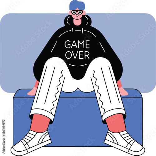 Gamer Illustration: Game Over, Casual Person, Vector Art