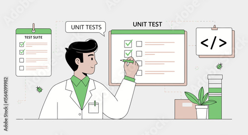 Software Testing Vector Illustration with Tester And Checklist For Quality Assurance