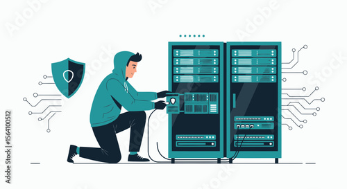 Unauthorized Access To Servers Illegal Cybercrime Security Threat With Shield