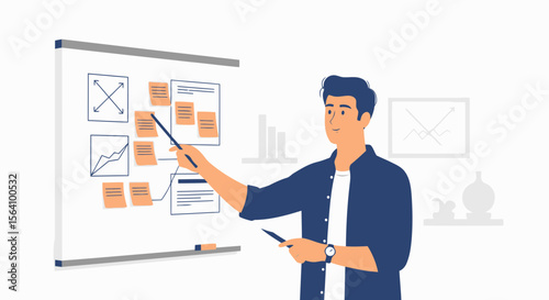 Visualizing Strategy A Man Presenting Business Strategies On A Whiteboard During A Meeting
