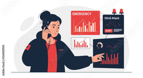 Woman Analyzing Network Security Threat And Data Breach During Emergency Crisis