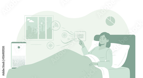 Woman Controls Smart Home Air Quality System From Bed Via Touchscreen