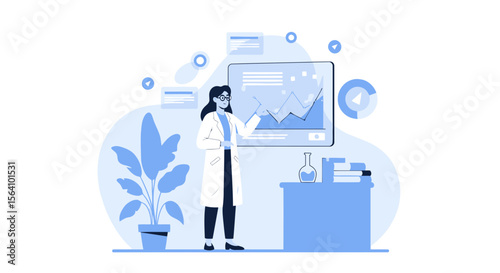 Woman Scientist Analyzing Data For Medical Research And Development