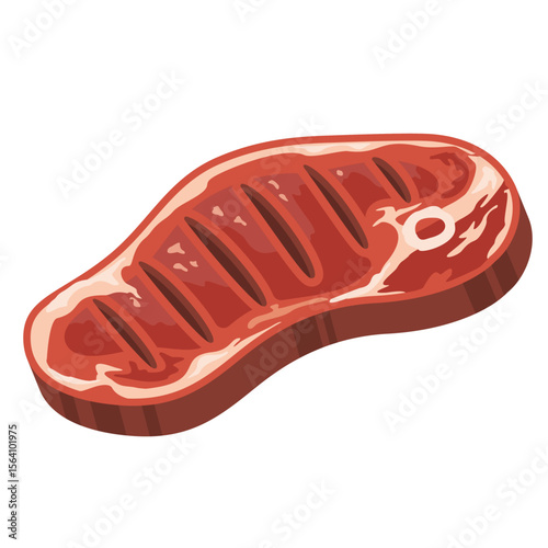 Barbecue Grilled Meat Icon in Flat Vector Style Isolated on White Background for Restaurant Menu and Culinary Branding