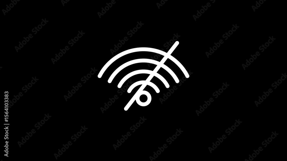 No wifi connection symbol on black background. technology background with no wifi connection.