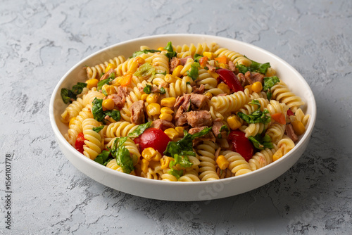 Fusilli pasta with tuna and vegetables