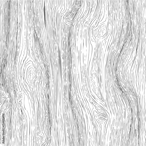 Seamless black and white wood grain texture in hand-drawn linear pattern. Vector illustration in sketch style