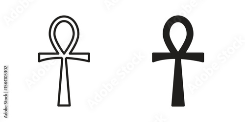 Ankh icon in Thin linear and flat style. sign and symbol set