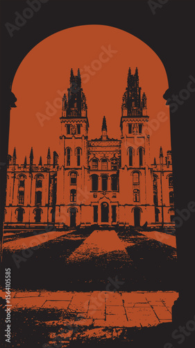 Oxford college building through archway