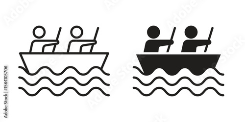 Boat race icon in Thin linear and flat style. sign and symbol set