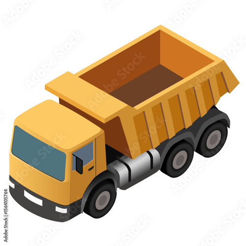 Isometric Yellow Construction Dump Truck Illustration