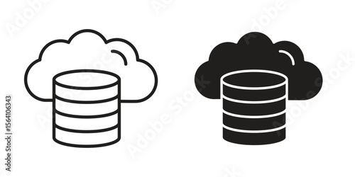 Cloud server icon in Thin linear and flat style. sign and symbol set