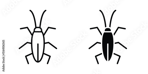 Cockroach icon in Thin linear and flat style. sign and symbol set