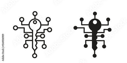 Digital key icon in Thin linear and flat style. sign and symbol set