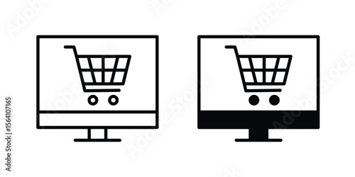 E commerce platform icon in Thin linear and flat style. sign and symbol set