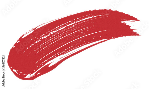  vibrant red lipstick smear on a white background with visible brush strokes and texture.