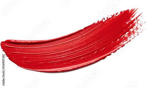  vibrant red lipstick smear on a white background with visible brush strokes and texture.
