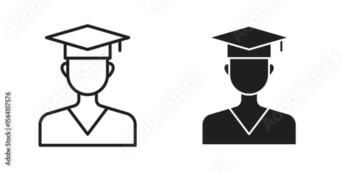 Graduated icon in Thin linear and flat style. sign and symbol set