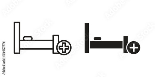 Hospital bed icon in Thin linear and flat style. sign and symbol set