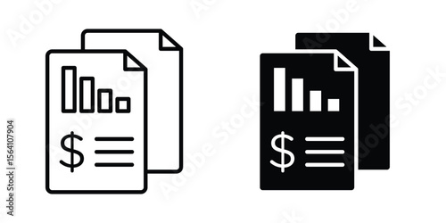 Income statement icon in Thin linear and flat style. sign and symbol set