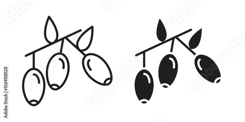 Jujube icon in Thin linear and flat style. sign and symbol set