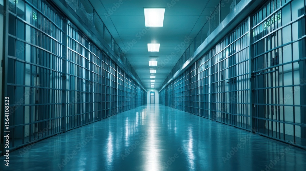 Obraz premium Empty prison corridor