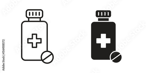 Medicine bottle icon in Thin linear and flat style. sign and symbol set