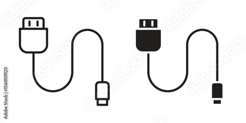 Phone cable icon in Thin linear and flat style. sign and symbol set