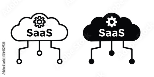 SaaS icon in Thin linear and flat style. sign and symbol set
