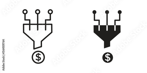 Sales funnel icon in Thin linear and flat style. sign and symbol set