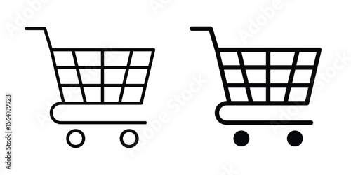 Shopping cart icon in Thin linear and flat style. sign and symbol set