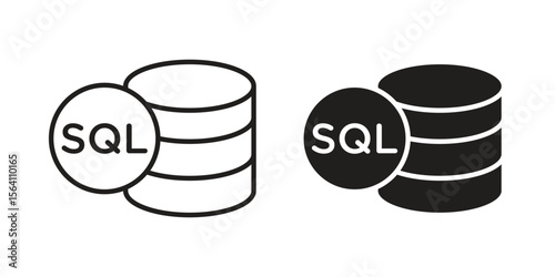 SQL icon in Thin linear and flat style. sign and symbol set