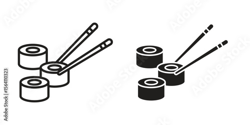 Sushi icon in Thin linear and flat style. sign and symbol set
