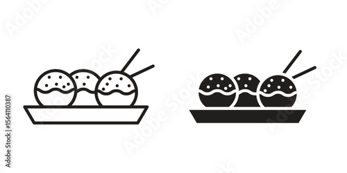 Bild auf Leinwand Takoyaki icon in Thin linear and flat style. sign and symbol set