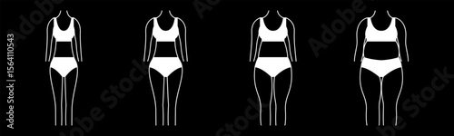 Underweight, Normal, Chubby, Overweight icon set illustration vector.