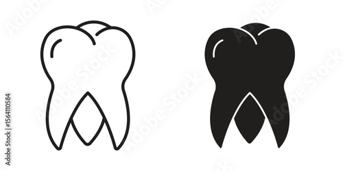 Tooth icon in Thin linear and flat style. sign and symbol set